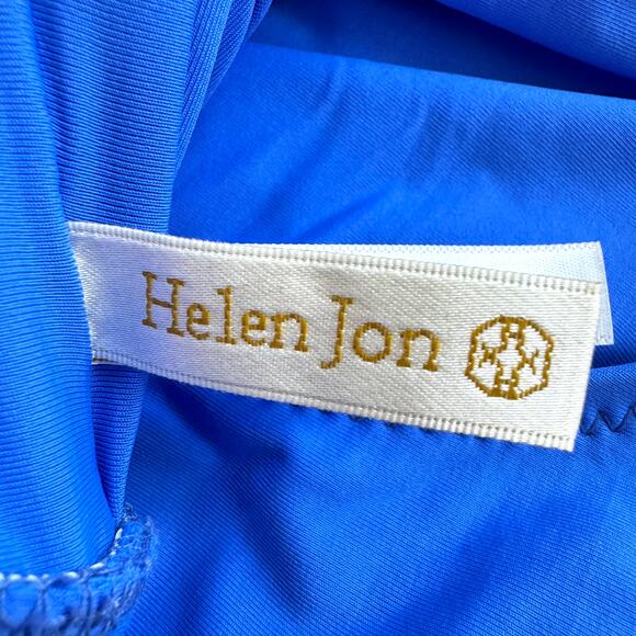 Helen Jon Women's Twist Bandeau One Piece Ruched Swimsuit Blue Size Sample XS - Picture 4 of 14